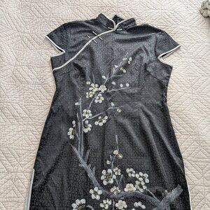 Vintage silk qipao cheongsam mandarin collar asian dress